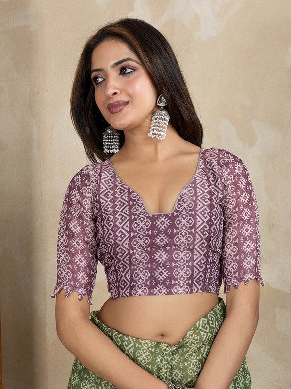 Ideal Green Color Cotton Fabric Casual Saree