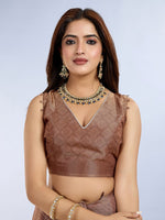 Ideal Brown Color Cotton Fabric Casual Saree