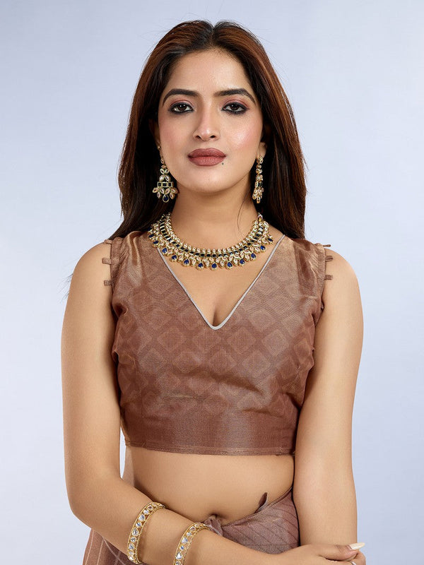 Ideal Brown Color Cotton Fabric Casual Saree