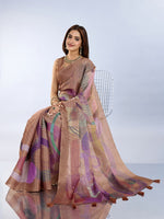 Ideal Brown Color Cotton Fabric Casual Saree