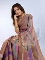 Ideal Brown Color Cotton Fabric Casual Saree