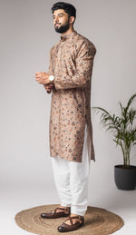 Amazing Brown Color Silk Fabric Kurta Pajama