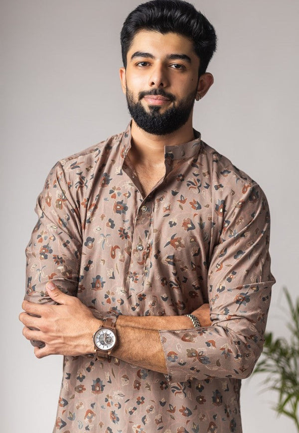 Amazing Brown Color Silk Fabric Kurta Pajama