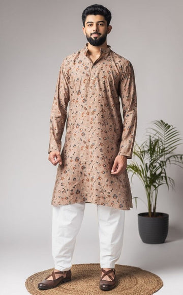 Amazing Brown Color Silk Fabric Kurta Pajama