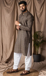 Amazing Black Color Silk Fabric Kurta Pajama