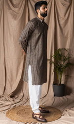 Amazing Black Color Silk Fabric Kurta Pajama