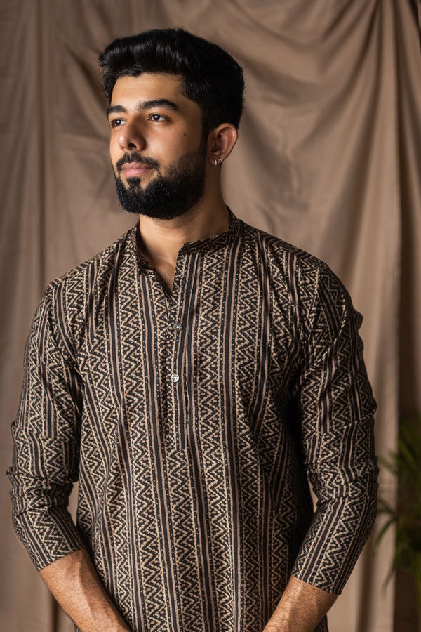 Amazing Black Color Silk Fabric Kurta Pajama