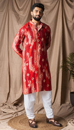 Amazing Red Color Silk Fabric Kurta Pajama