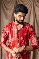 Amazing Red Color Silk Fabric Kurta Pajama
