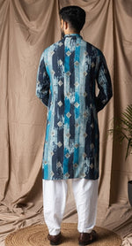 Amazing Blue Color Silk Fabric Kurta Pajama