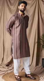 Amazing Brown Color Silk Fabric Kurta Pajama