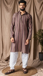 Amazing Brown Color Silk Fabric Kurta Pajama
