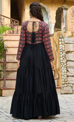 Divine Black Color Rayon Fabric Gown