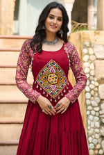 Divine Maroon Color Rayon Fabric Gown