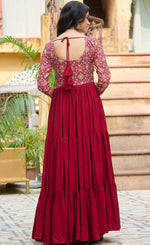 Divine Maroon Color Rayon Fabric Gown