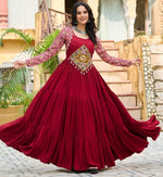 Divine Maroon Color Rayon Fabric Gown
