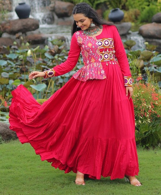 Divine Pink Color Rayon Fabric Gown