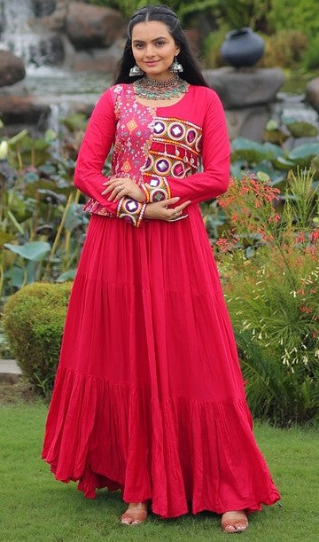 Divine Pink Color Rayon Fabric Gown