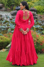 Divine Pink Color Rayon Fabric Gown