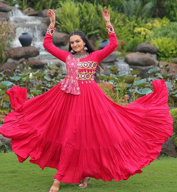 Divine Pink Color Rayon Fabric Gown
