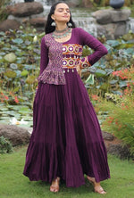 Divine Wine Color Rayon Fabric Gown