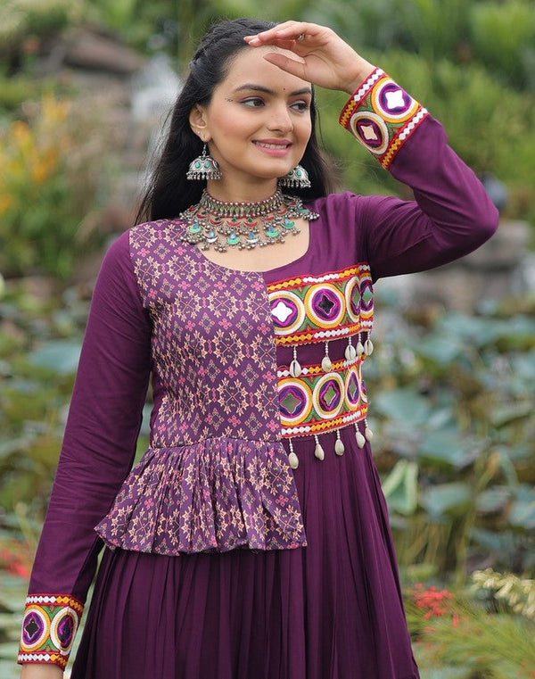 Divine Wine Color Rayon Fabric Gown