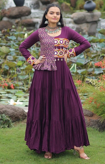 Divine Wine Color Rayon Fabric Gown