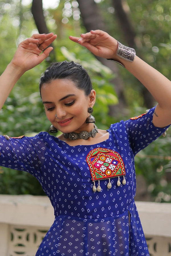 Amazing Blue Color Georgette Fabric Designer Kurti