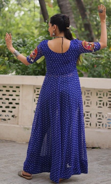 Amazing Blue Color Georgette Fabric Designer Kurti