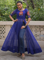 Amazing Blue Color Georgette Fabric Designer Kurti