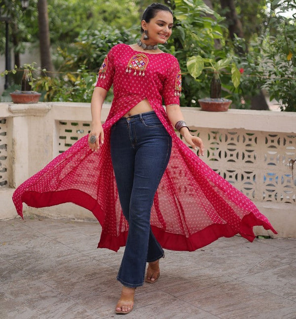 Amazing Pink Color Georgette Fabric Designer Kurti