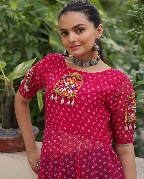 Amazing Pink Color Georgette Fabric Designer Kurti