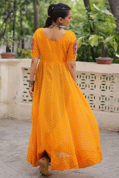 Amazing Yellow Color Georgette Fabric Designer Kurti