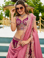 Magnetic Magenta Color Georgette Fabric Party Wear Lehenga