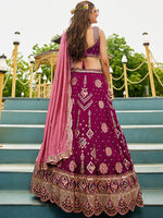 Magnetic Magenta Color Georgette Fabric Party Wear Lehenga
