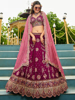 Magnetic Magenta Color Georgette Fabric Party Wear Lehenga