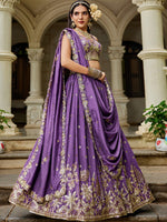 Magnetic Purple Color Georgette Fabric Party Wear Lehenga