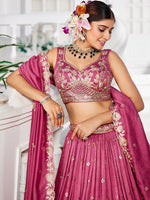 Magnetic Pink Color Georgette Fabric Party Wear Lehenga