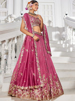Magnetic Pink Color Georgette Fabric Party Wear Lehenga