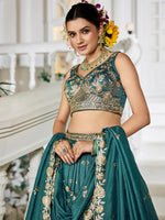 Magnetic Green Color Georgette Fabric Party Wear Lehenga