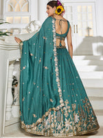 Magnetic Green Color Georgette Fabric Party Wear Lehenga
