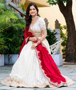 Amazing White Color Vichitra  Fabric Party Wear Lehenga