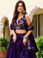 Amazing Purple Color Vichitra  Fabric Party Wear Lehenga