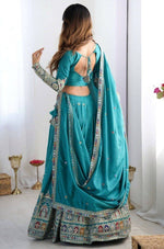 Angelic Teal Color Crepe Fabric Party Wear Lehenga