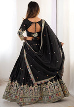 Angelic Black Color Crepe Fabric Party Wear Lehenga