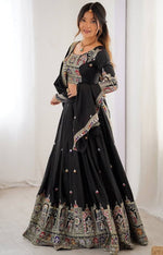 Angelic Black Color Crepe Fabric Party Wear Lehenga