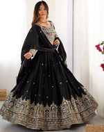 Angelic Black Color Crepe Fabric Party Wear Lehenga
