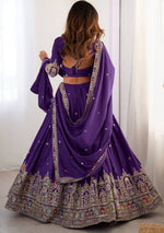 Beautiful Purple Color Crepe Fabric Party Wear Lehenga