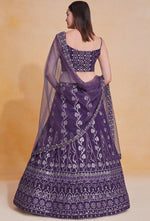 Beautiful Purple Color Georgette Fabric Party Wear Lehenga
