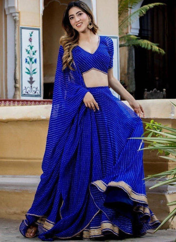 Ideal Blue Color Georgette Fabric Party Wear Lehenga